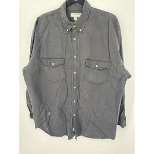 Vintage 90's GUESS Embroid Faded Black Wash Oversized Cotton Long Button Shirt